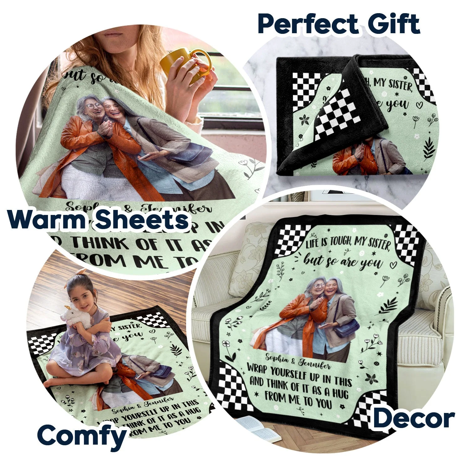 Custom Photo Life Is Tough - Gift For Sister - Personalized Fleece Blanket - Image 6