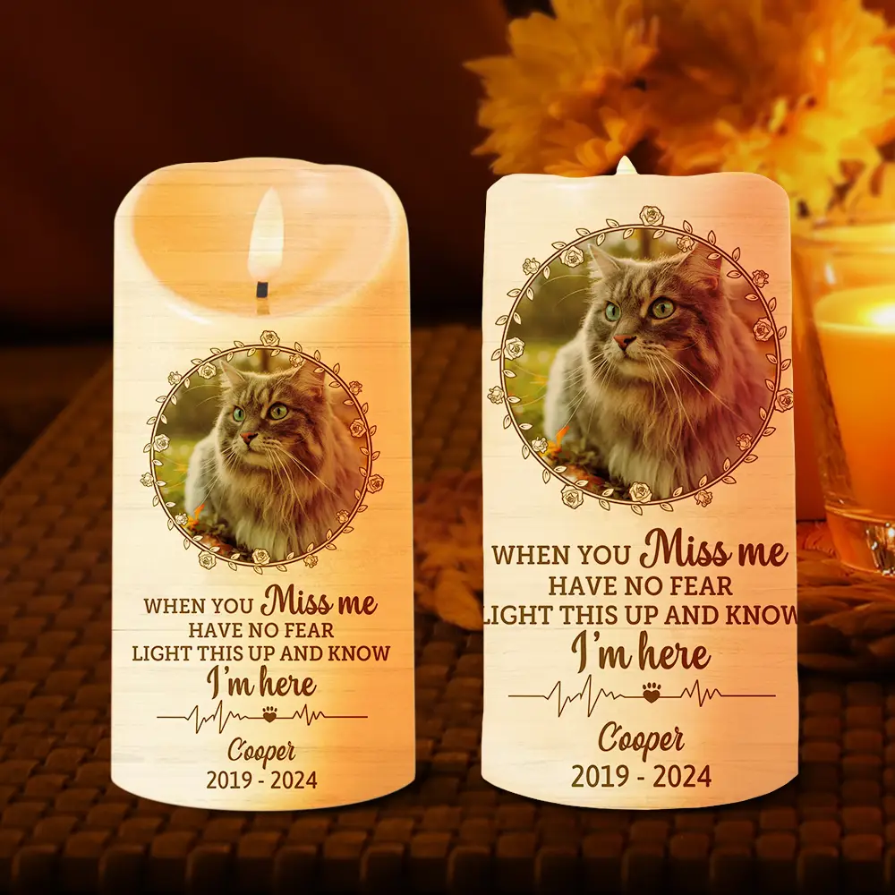 Custom Photo Light This Up And Know I'm Here Memorial - Personalized Flameless LED Candle - Image 2