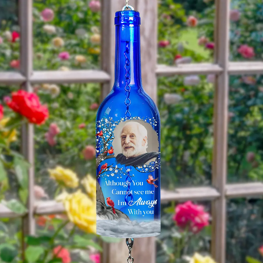 Custom Photo Listen To The Wind And Think Of Me - Personalized Wine Bottle Wind Chime - Image 5