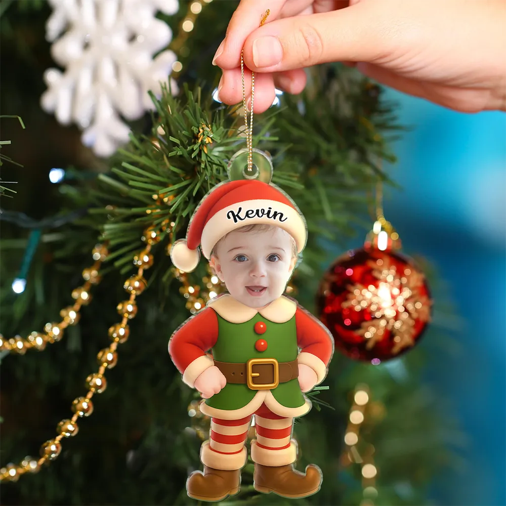 Custom Photo Little Elf Kids - Personalized Custom Shaped Acrylic Ornament - Image 5