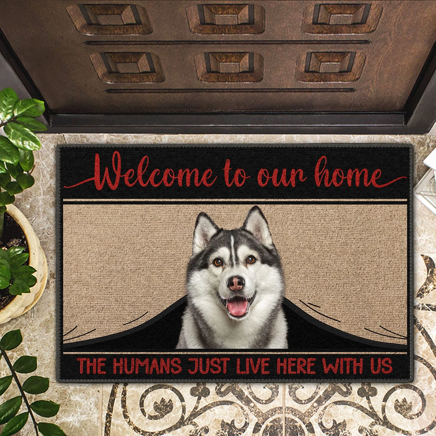 Custom Photo Live Here With Us - Gift For Pet Lovers - Personalized Doormat - Image 3