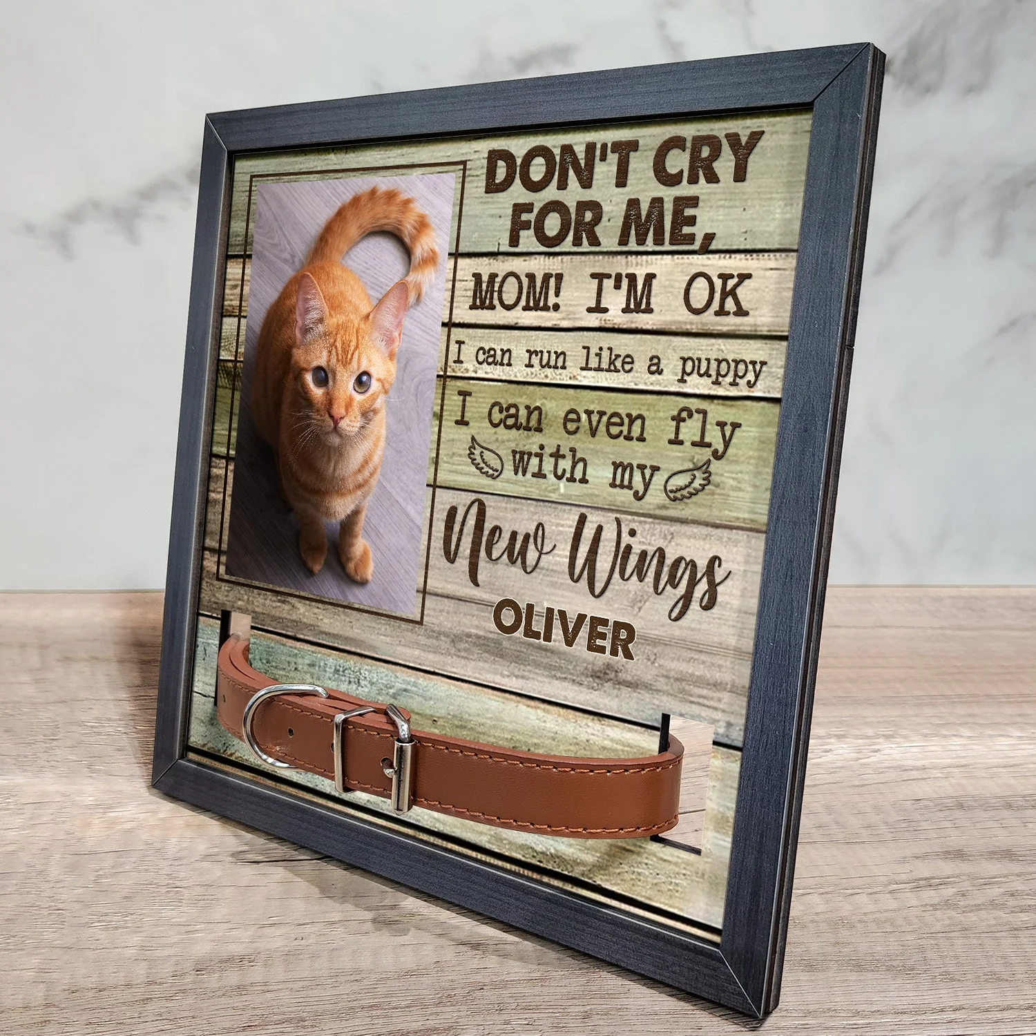Custom Photo Lived Forever - Memorial, Sympathy Gift For Dog Owners, Cat Lovers - Personalized Pet Loss Sign, Collar Frame - Image 2