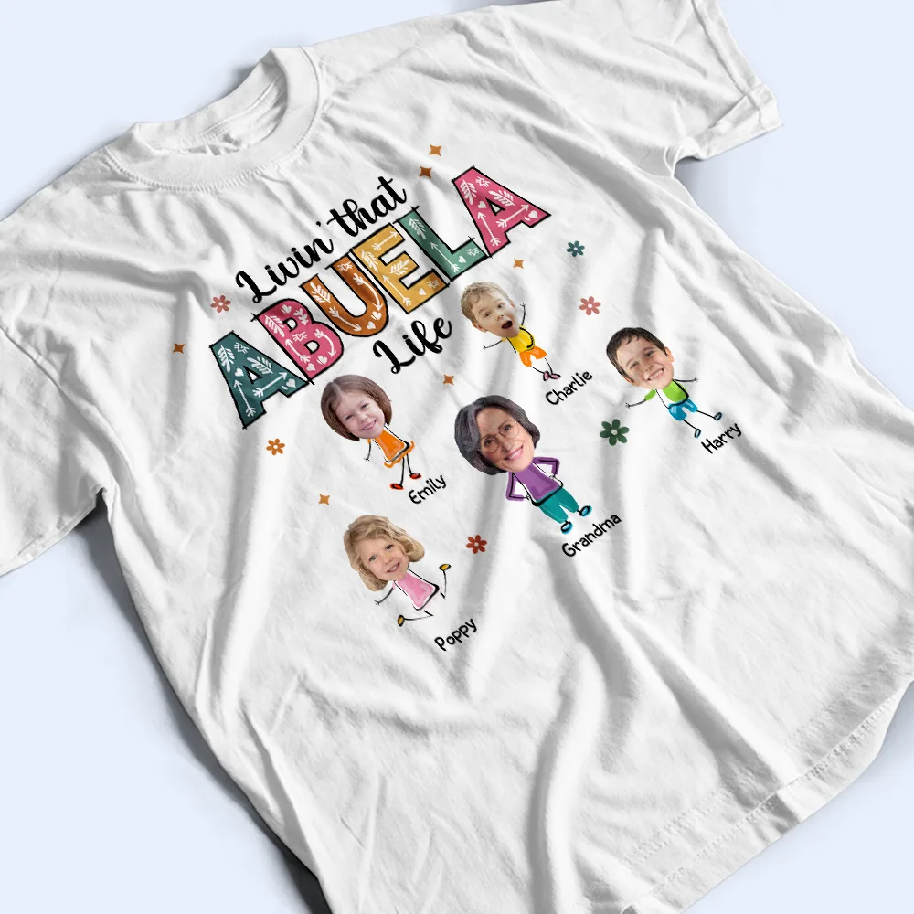Custom Photo Living That Grandma Life Funny Cartoon - Personalized T Shirt - Image 4