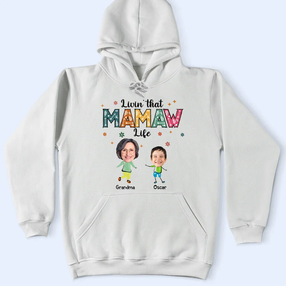 Custom Photo Living That Grandma Life Funny Cartoon - Personalized T Shirt - Image 5