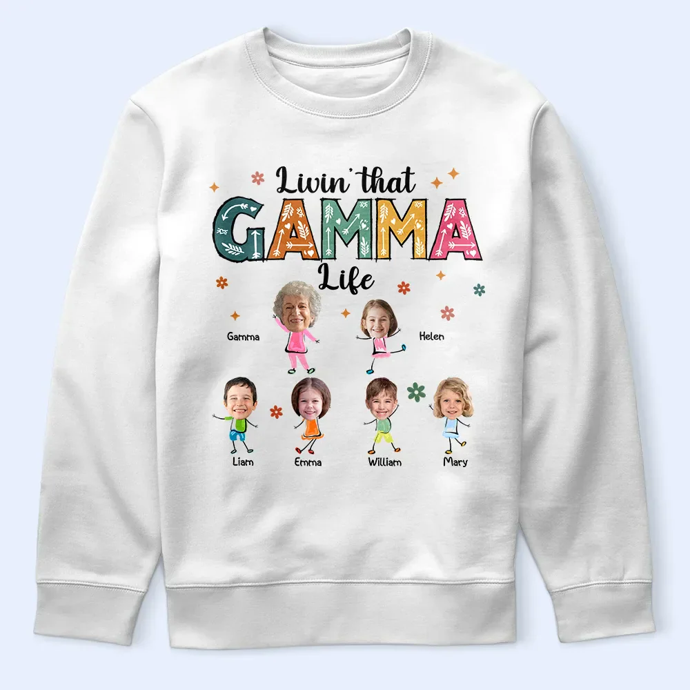 Custom Photo Living That Grandma Life Funny Cartoon - Personalized T Shirt - Image 6