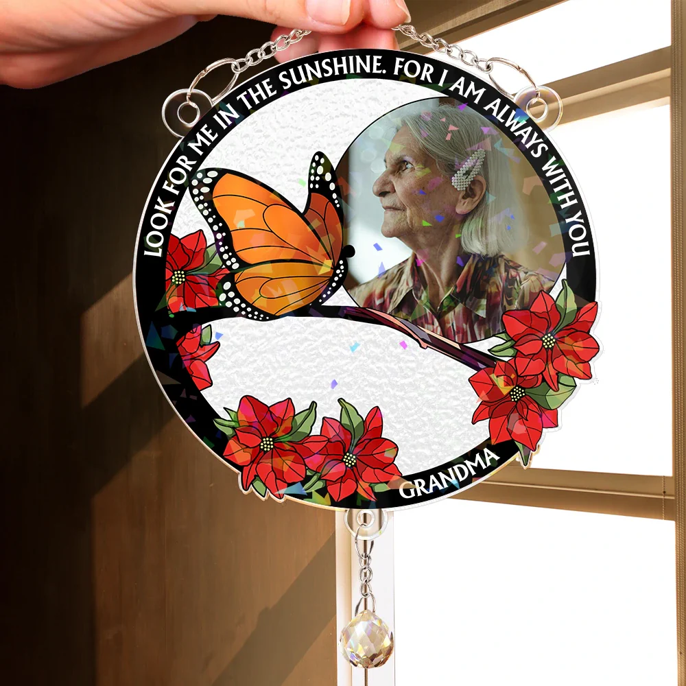 Custom Photo Look For Me In The Sunshine - Personalized Rainbow Suncatcher With Crystal Ball Prism - Image 2