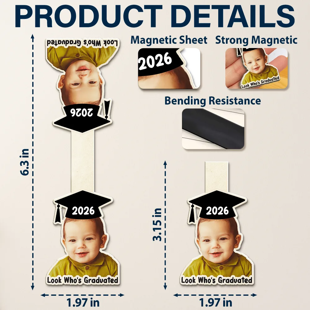 Custom Photo Look Who's Graduated - Personalized Custom Shaped Magnetic Bookmark Clip - Image 7