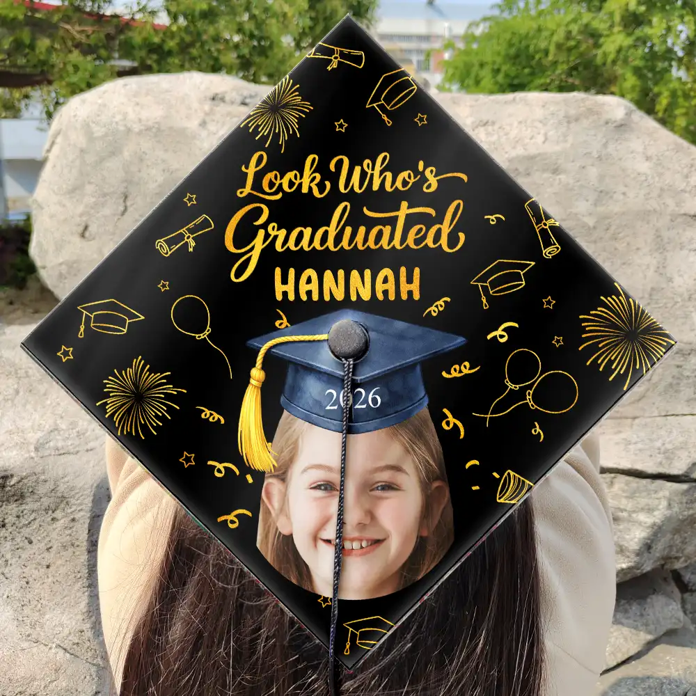 Custom Photo Look Who's Graduated - Personalized Graduation Cap Topper - Image 4