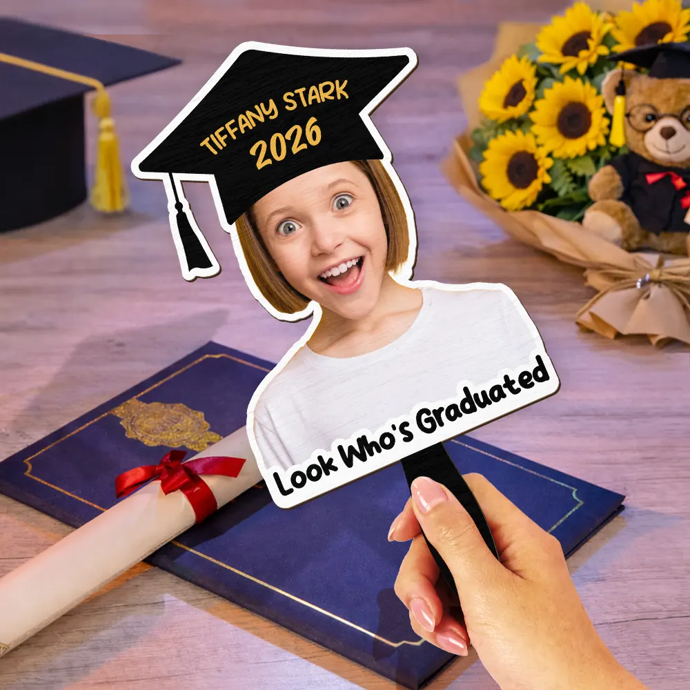 Custom Photo Look Who's Graduated - Personalized Graduation Handheld Fan - Image 5
