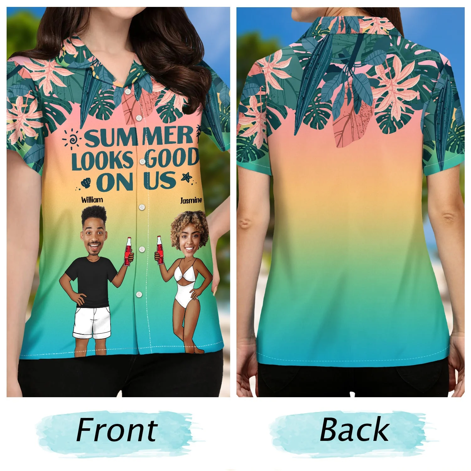 Custom Photo Looks Good On Us Beach - Gift For Couple - Personalized Custom Hawaiian Shirt - Image 4