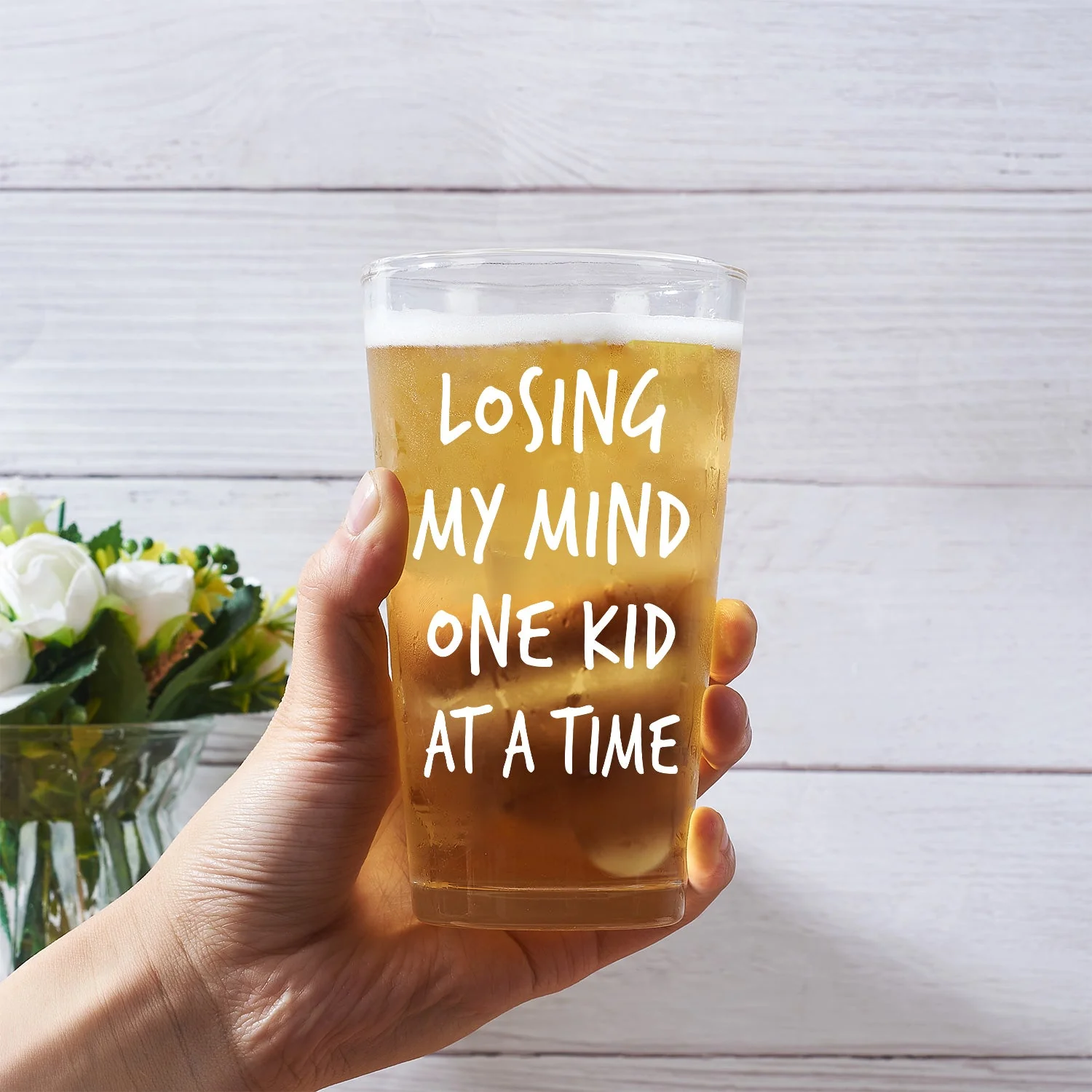 Custom Photo Losing My Mind One Kid At A Time - Personalized Beer Glass - Image 4