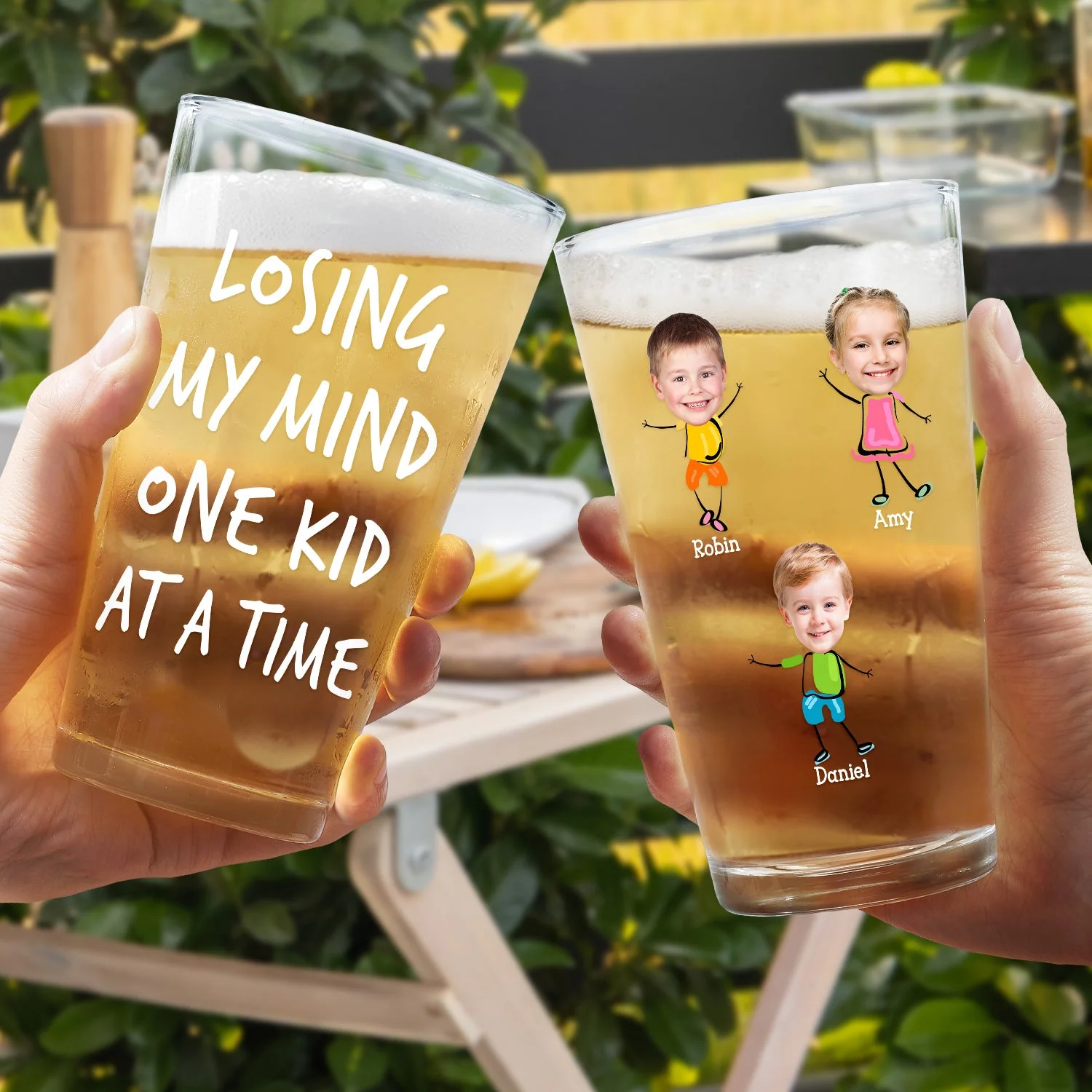 Custom Photo Losing My Mind One Kid At A Time - Personalized Beer Glass - Image 5