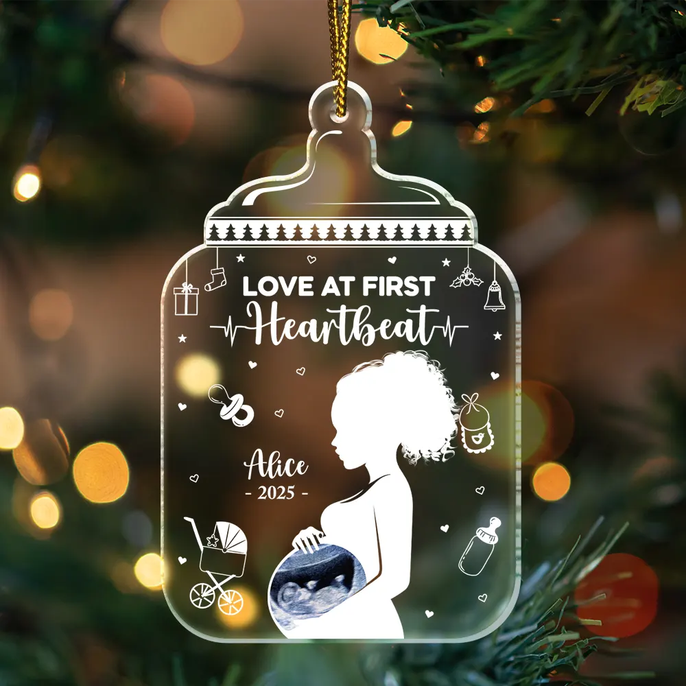 Custom Photo Love At First Sight - Personalized Custom Shaped Acrylic Ornament - Image 3