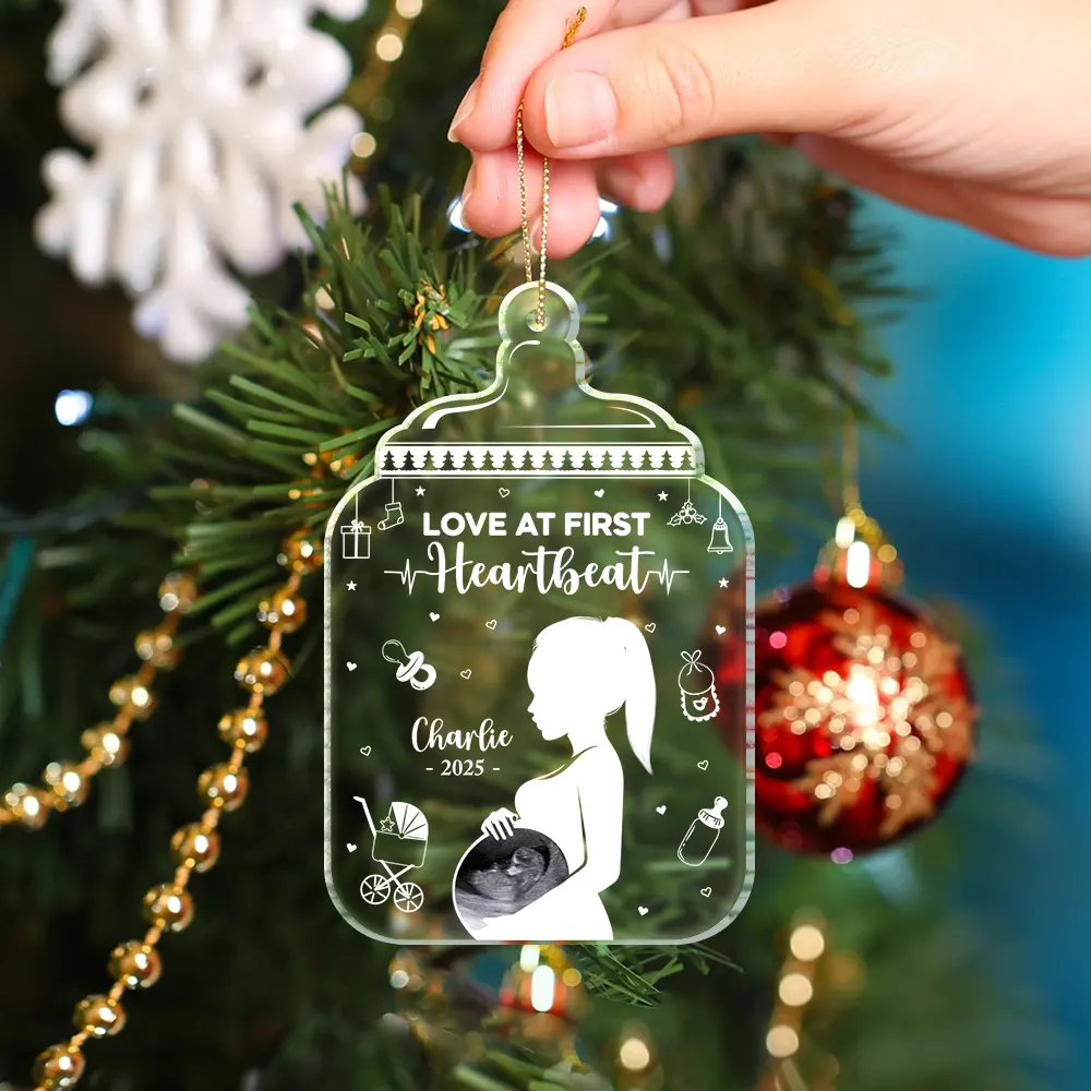 Custom Photo Love At First Sight - Personalized Custom Shaped Acrylic Ornament - Image 4
