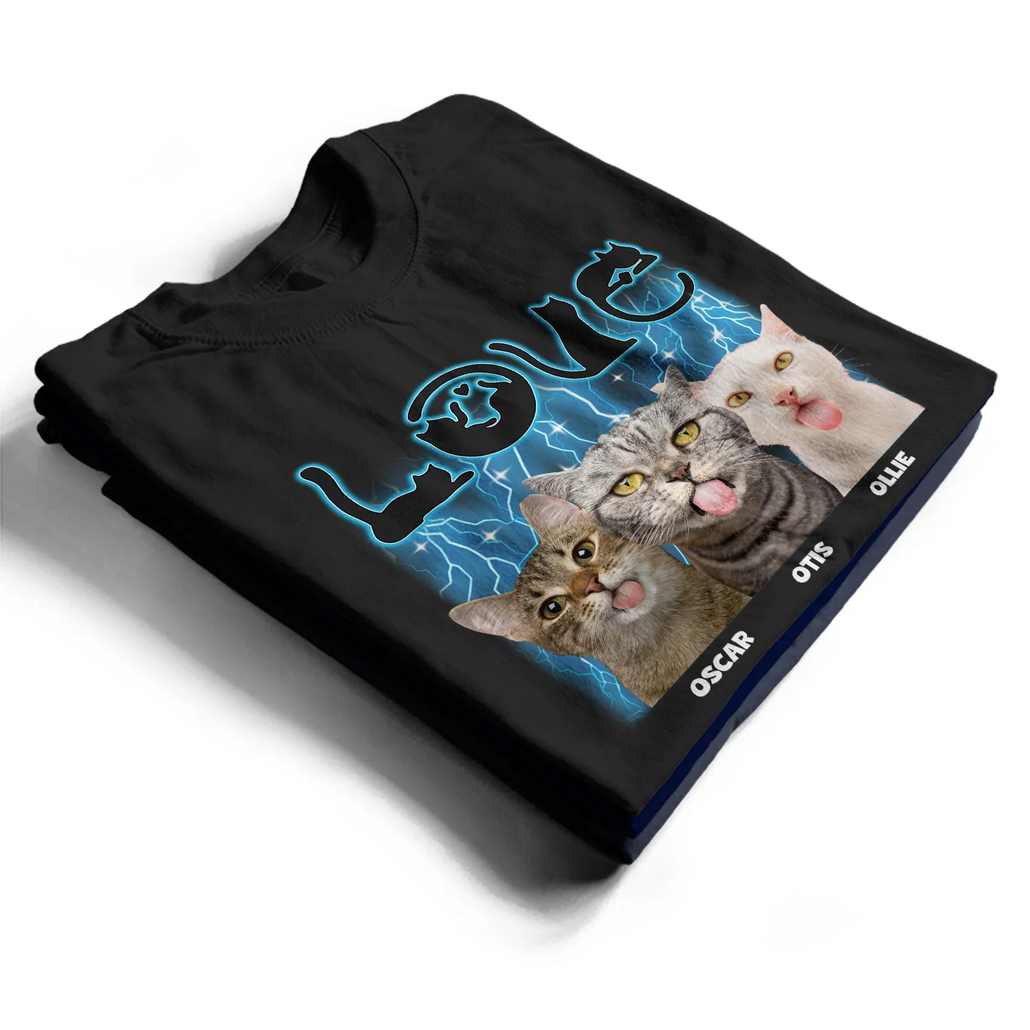 Custom Photo Love Cats - Gift For Cat Lovers, Cat Mom, Cat Dad - Personalized T Shirt - Image 3
