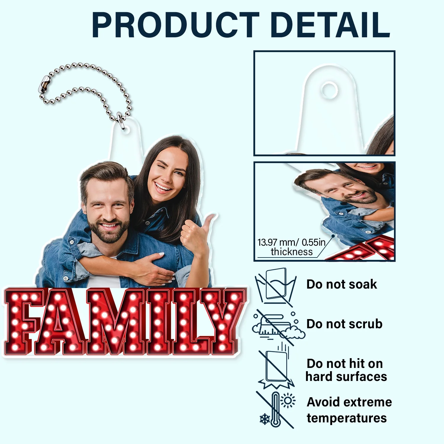 Custom Photo Love Family Couples - Anniversary Gift For Spouse, Lover, Family - Personalized Acrylic Car Hanger - Image 6