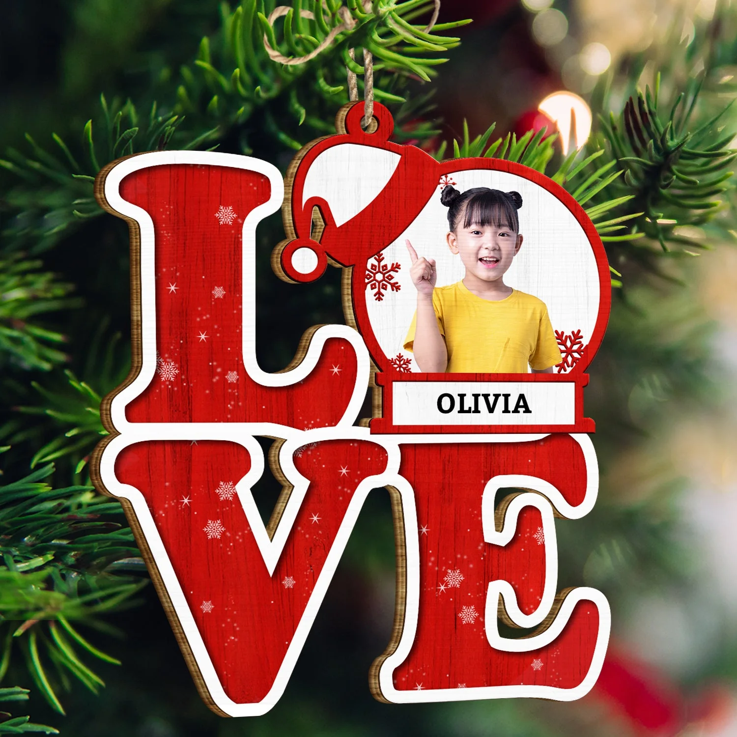 Custom Photo Love Family Kids Dogs Cats - Christmas, Loving Gift For Parents, Grandparents, Pet Lovers - Personalized Custom Shaped Wooden Ornament - Image 4