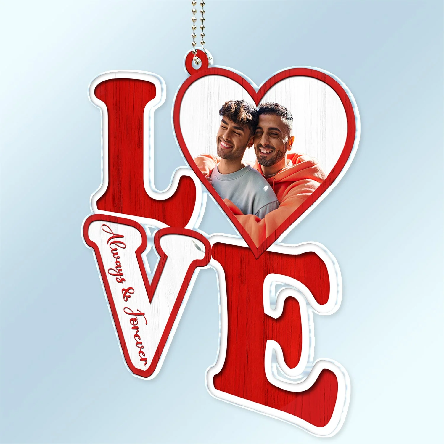 Custom Photo Love Forever - Birthday, Anniversary Gift For Spouse, Lover, Husband, Wife, Boyfriend, Girlfriend, Couple - Personalized Acrylic Car Hanger - Image 3