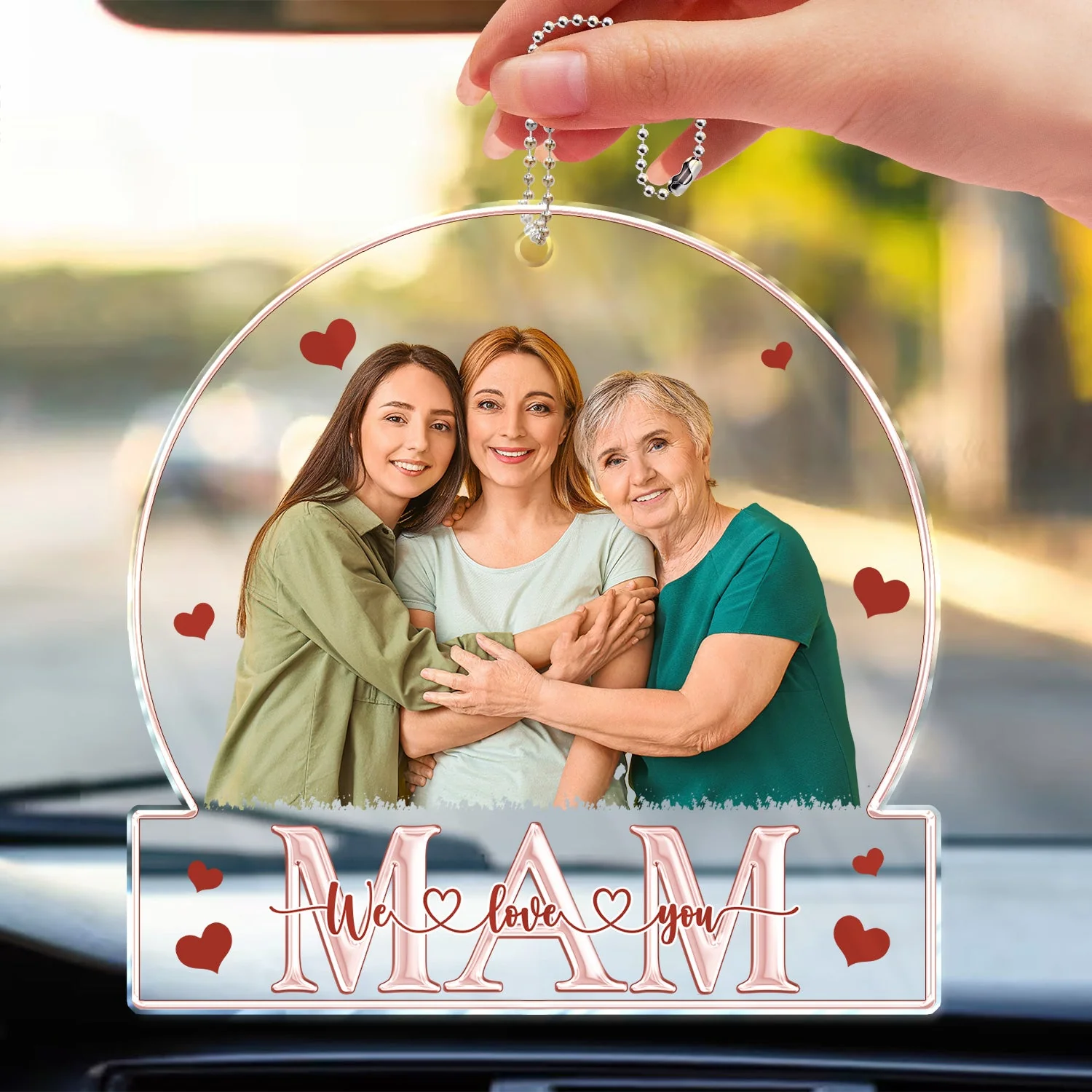Custom Photo Love Mom Nana - Loving Gift For Mother, Grandma, Grandmother - Personalized Acrylic Car Hanger - Image 3