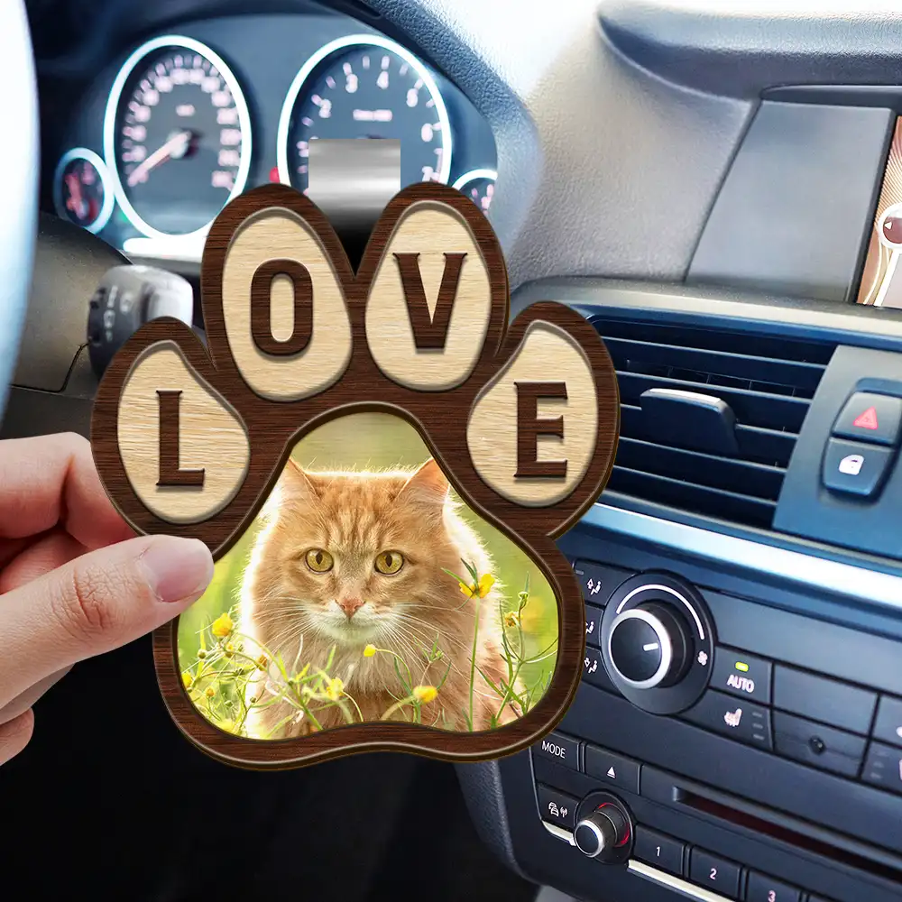 Custom Photo Love Pet Paw - Personalized Custom Shaped Car Visor Clip - Image 3