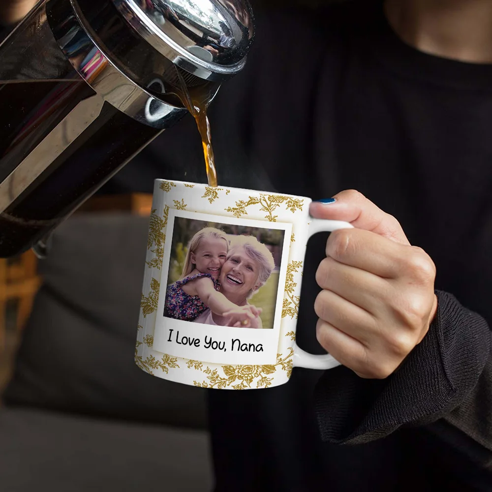 Custom Photo Love You Mom Nana Polaroid - Personalized White Edge-to-Edge Mug - Image 4