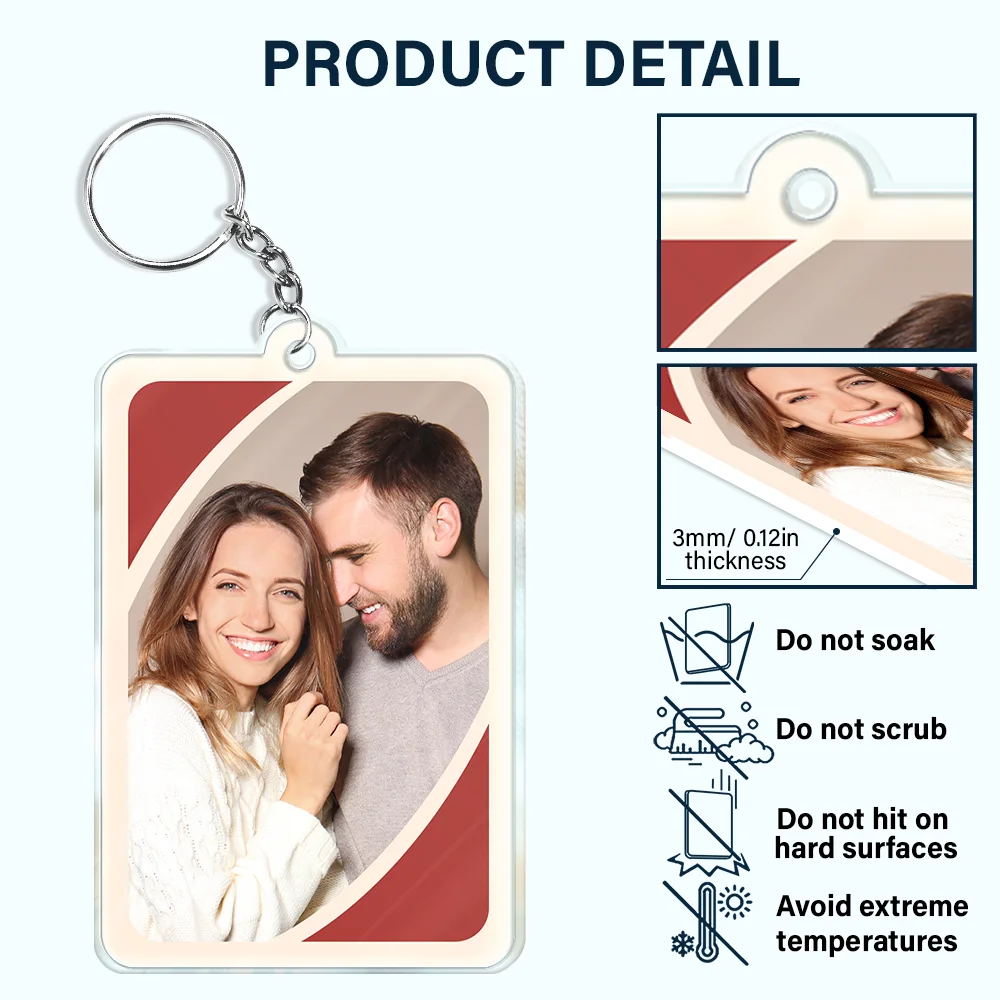 Custom Photo Love You More Reverse Card - Personalized Acrylic Keychain - Image 6