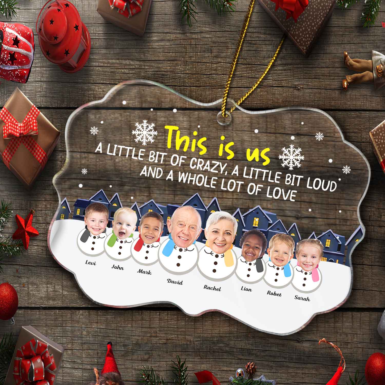 Custom Photo Lovely Grandkids Face This Is Us A Little Of Crazy - Christmas Gift For Grandparents, Parents - Personalized Medallion Acrylic Ornament - Image 5