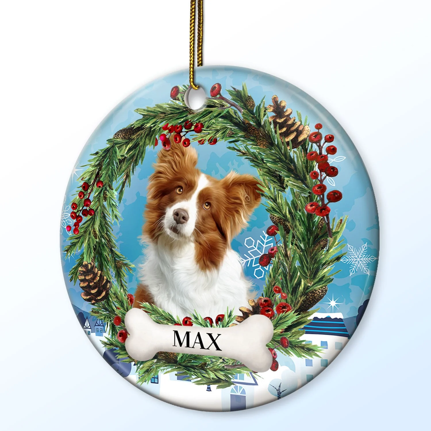 Custom Photo Lovely Pet Face - Christmas Gift For Pet Lovers, Pet Memorial - Personalized Circle Ceramic Ornament - Image 3
