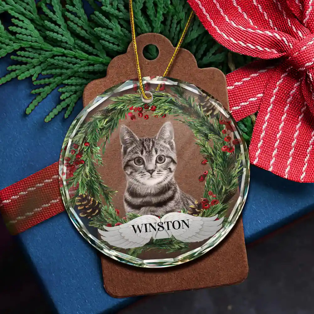 Custom Photo Lovely Pet Face Dog Cat - Personalized Circle Glass Ornament - Image 6