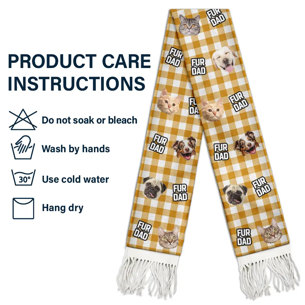 Custom Photo Lovely Pet Face - Personalized Wool Scarf With Tassel - Image 6