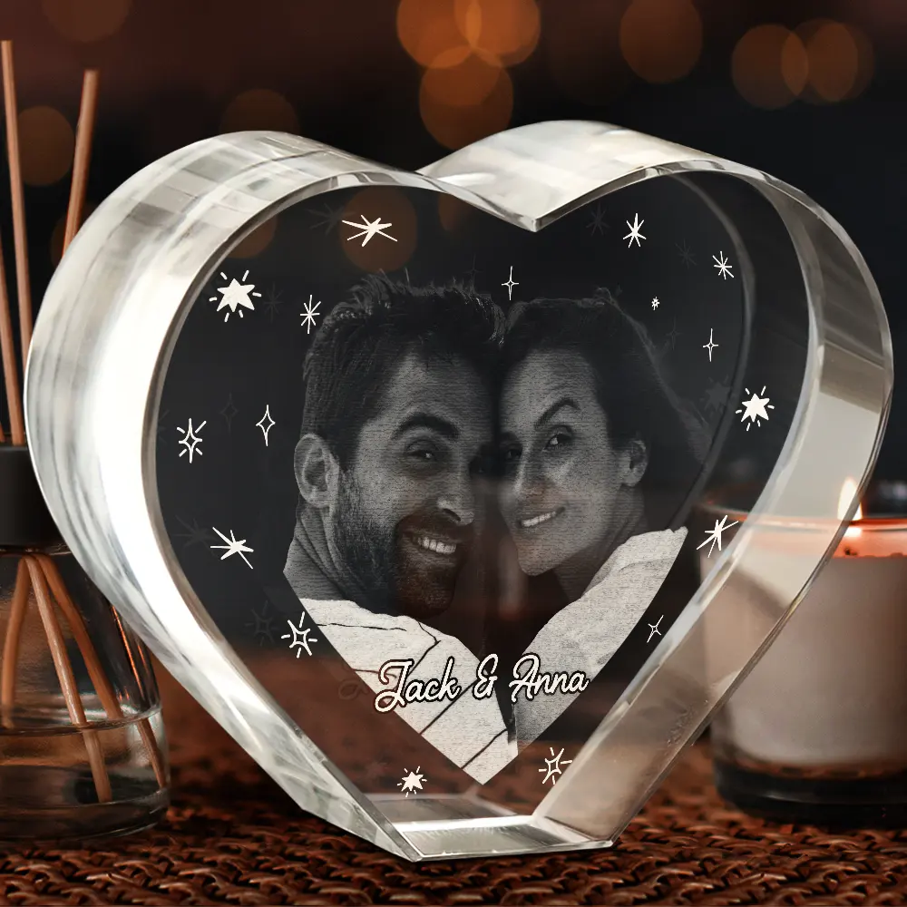 Custom Photo Loving Couple Family - Personalized Crystal Heart - Image 4
