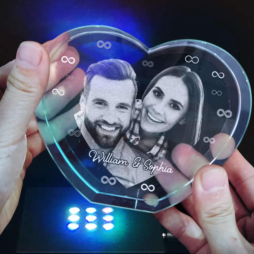 Custom Photo Loving Couple Family - Personalized Crystal Heart - Image 5