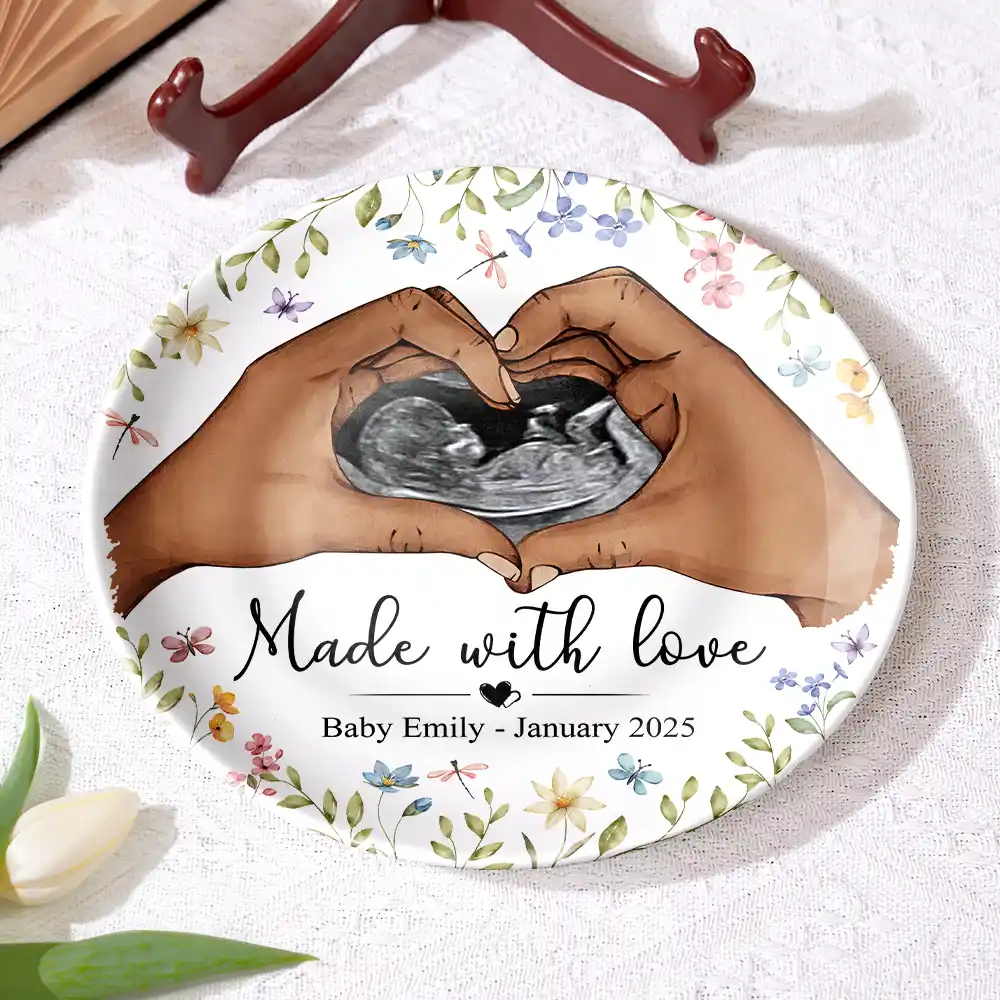 Custom Photo Made With Love - Personalized Ceramic Plate - Image 4