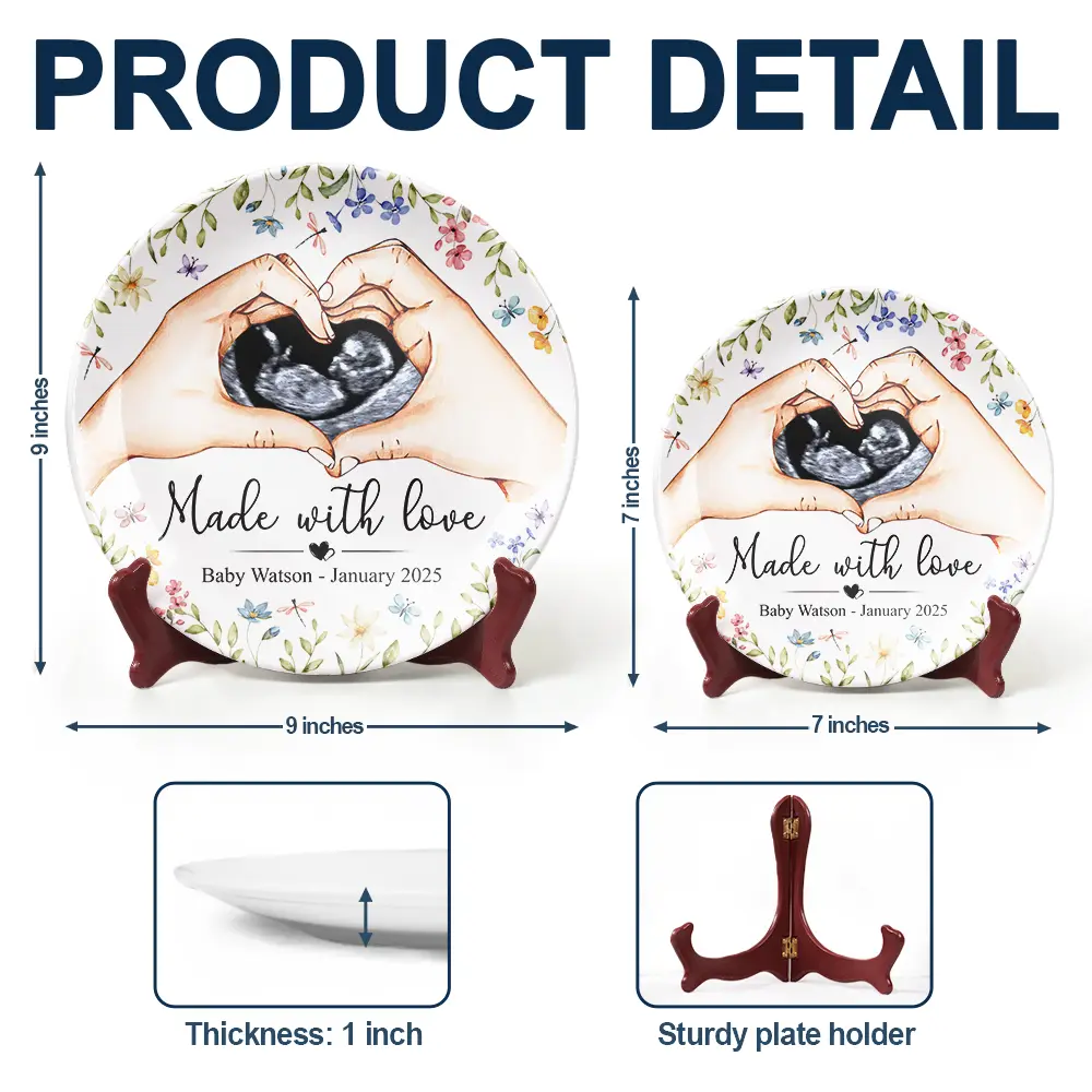 Custom Photo Made With Love - Personalized Ceramic Plate - Image 5