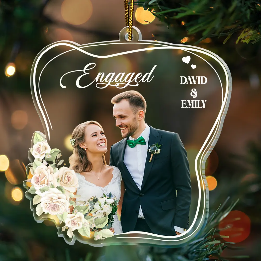 Custom Photo Married Engaged Couple - Personalized Custom Shaped Acrylic Ornament - Image 4