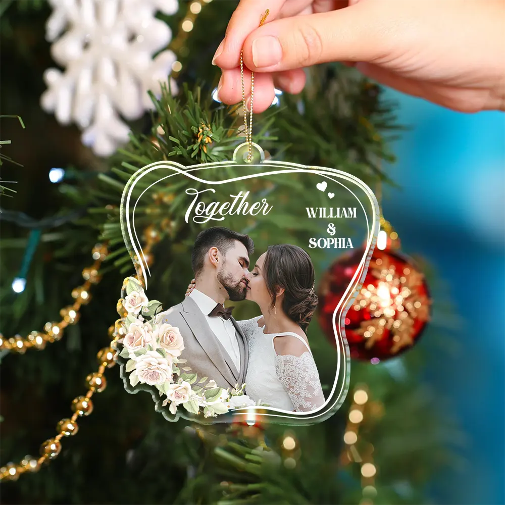 Custom Photo Married Engaged Couple - Personalized Custom Shaped Acrylic Ornament - Image 5