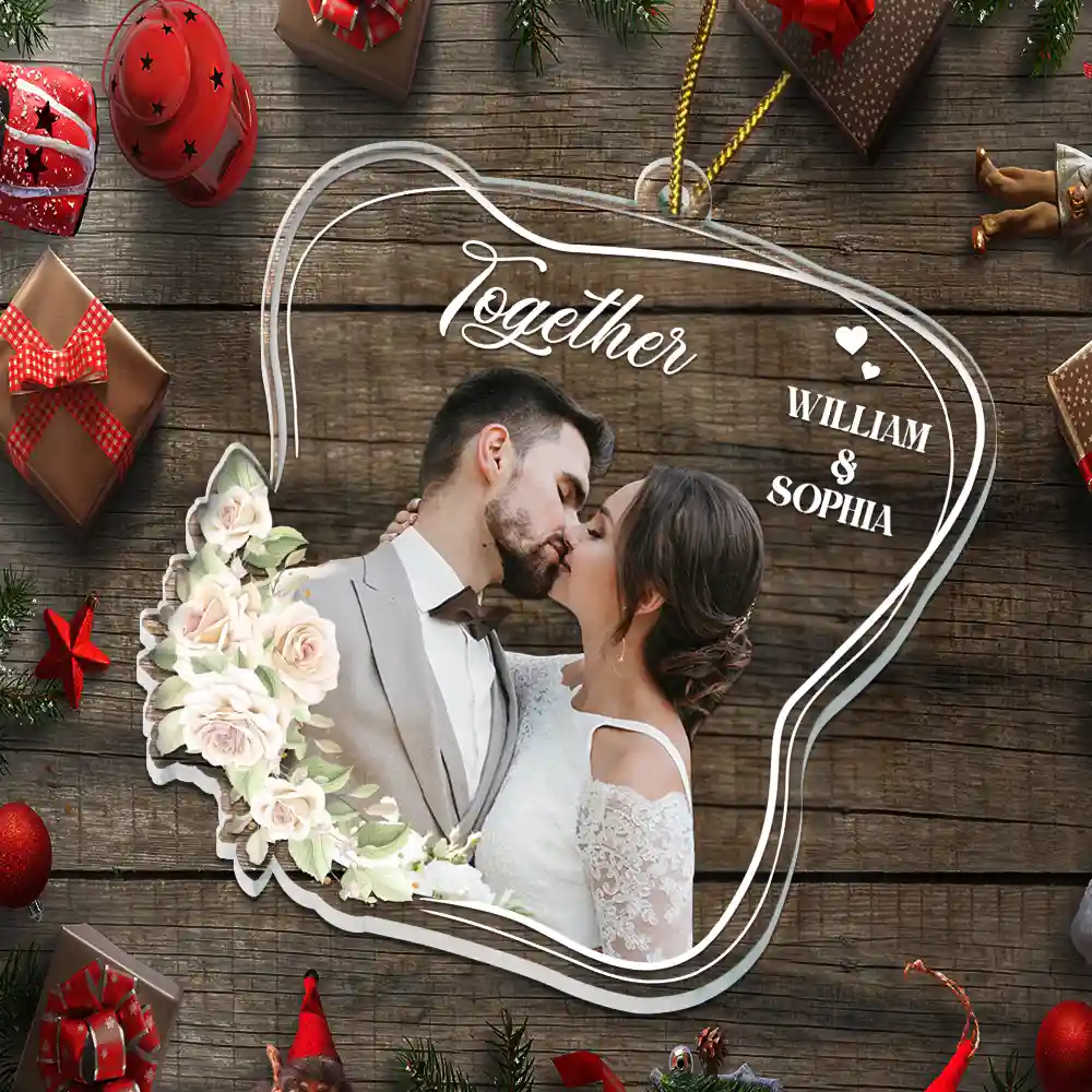 Custom Photo Married Engaged Couple - Personalized Custom Shaped Acrylic Ornament - Image 6