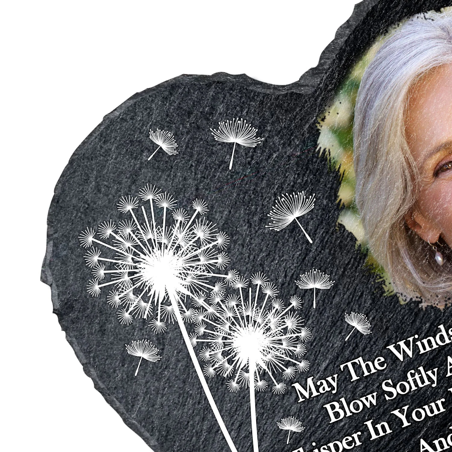 Custom Photo May The Winds Of Heaven Blow Softly - Memorial Gift For Family, Friends, Siblings, Dog Lovers, Cat Lovers - Personalized Heart Memorial Garden Stone - Image 2