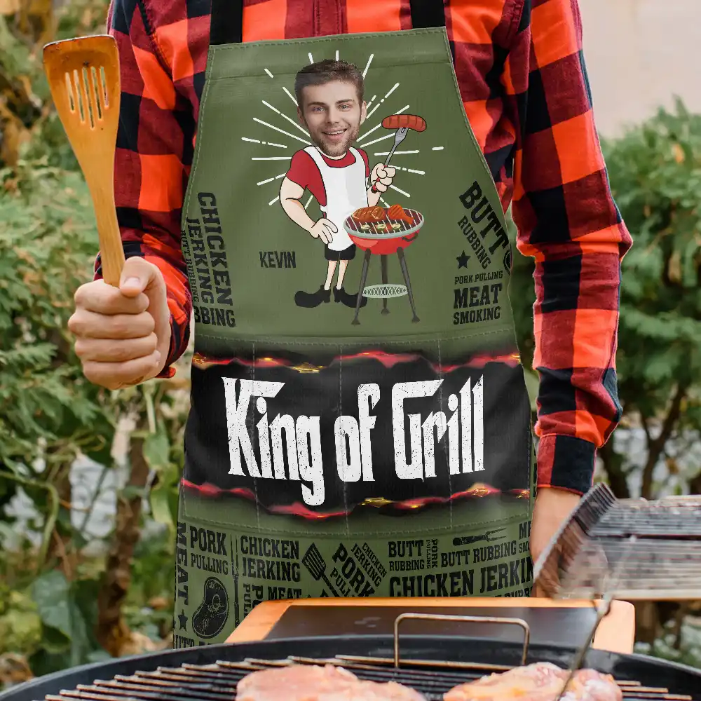 Custom Photo Meat Smoking Grillfather - Personalized Apron - Image 4