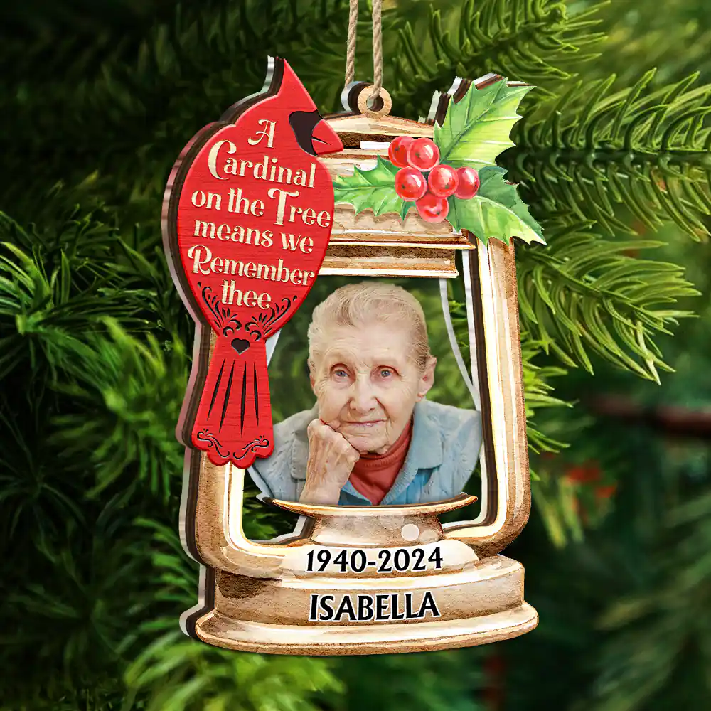 Custom Photo Memorial A Cardinal On The Tree - Personalized 2-Layered Mix Ornament - Image 6