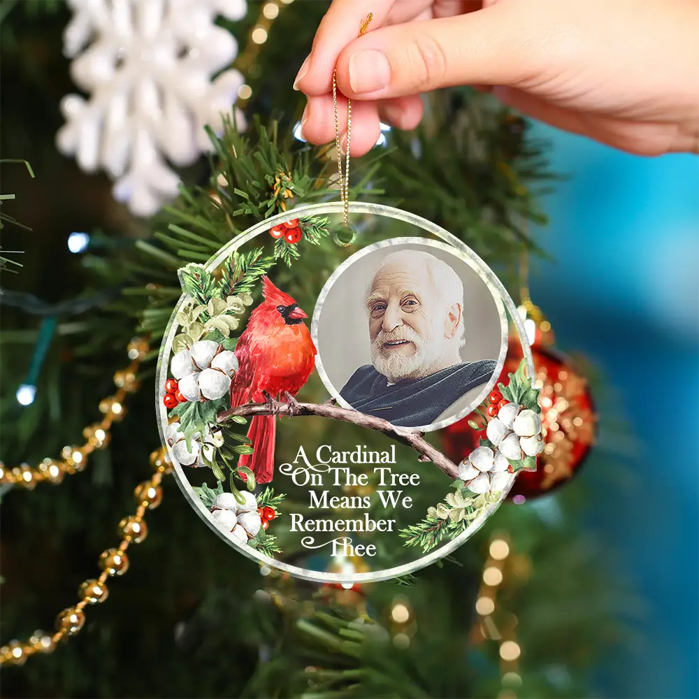 Custom Photo Memorial A Cardinal On The Tree - Personalized Custom Shaped Acrylic Ornament - Image 4