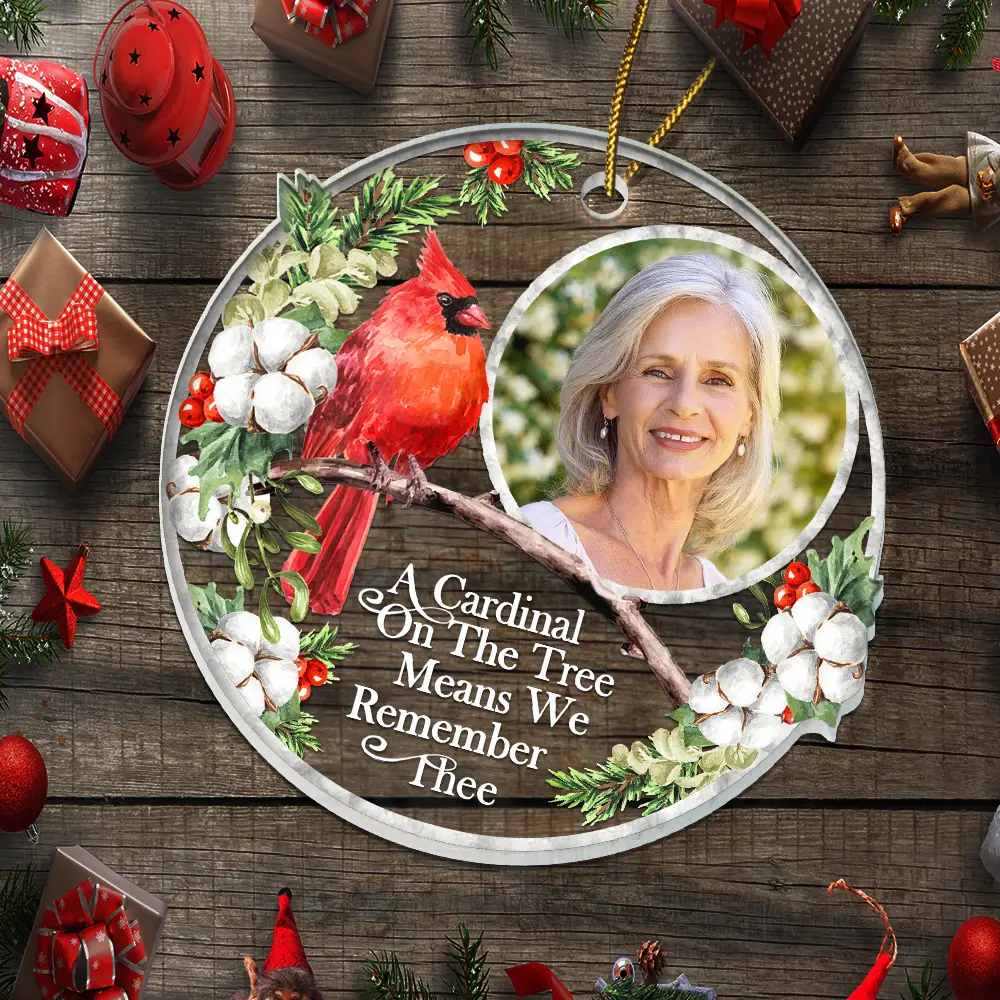 Custom Photo Memorial A Cardinal On The Tree - Personalized Custom Shaped Acrylic Ornament - Image 5