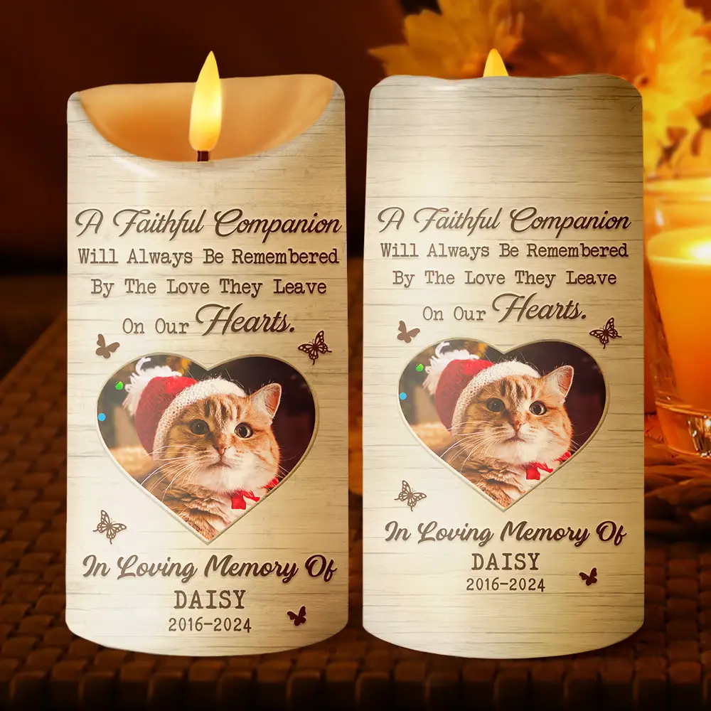 Custom Photo Memorial A Faithful Companion Dog Cat - Personalized Flameless LED Candle - Image 2