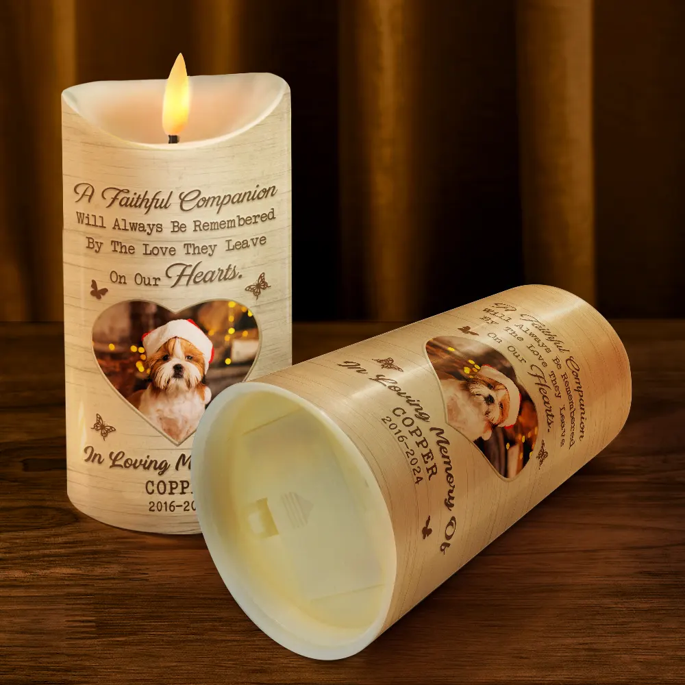 Custom Photo Memorial A Faithful Companion Dog Cat - Personalized Flameless LED Candle - Image 4