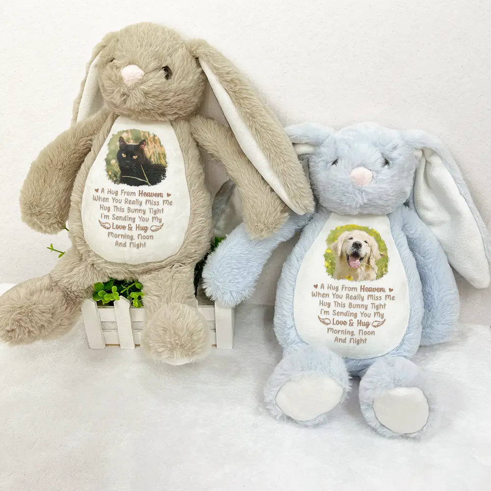 Custom Photo Memorial A Hug From Heaven - Personalized Soft Toy Bunny - Image 3