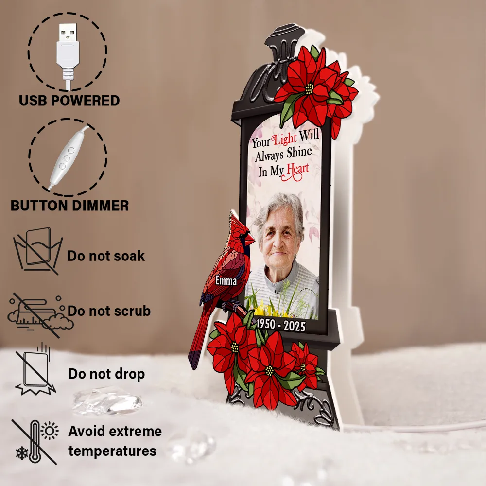 Custom Photo Memorial A Light Remains - Personalized Custom Shaped Light Box - Image 7