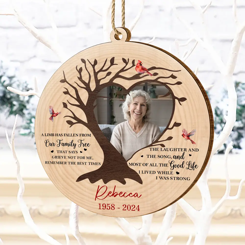 Custom Photo Memorial A Limb Has Fallen From Our Family Tree - Personalized Custom Shaped Wooden Ornament - Image 4