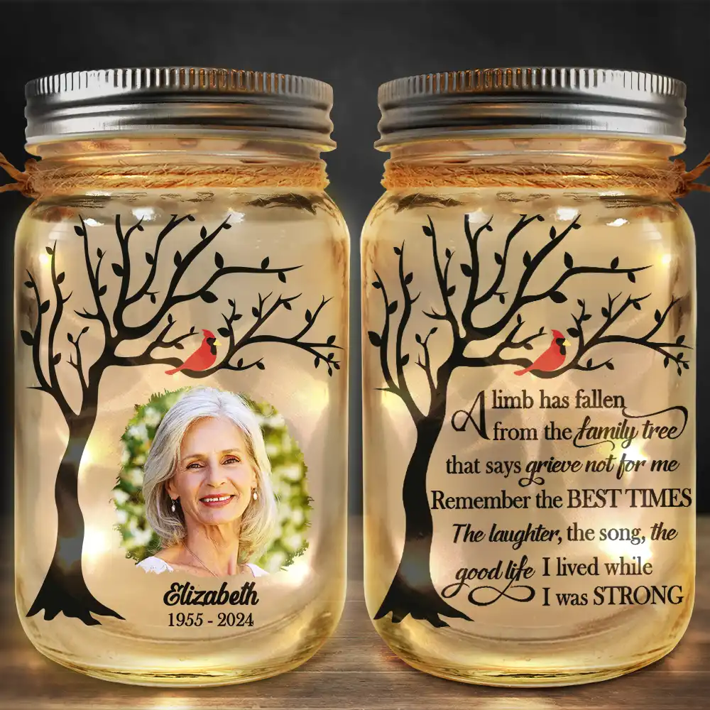 Custom Photo Memorial A Limb Has Fallen From The Family Tree - Personalized Mason Jar Light - Image 2