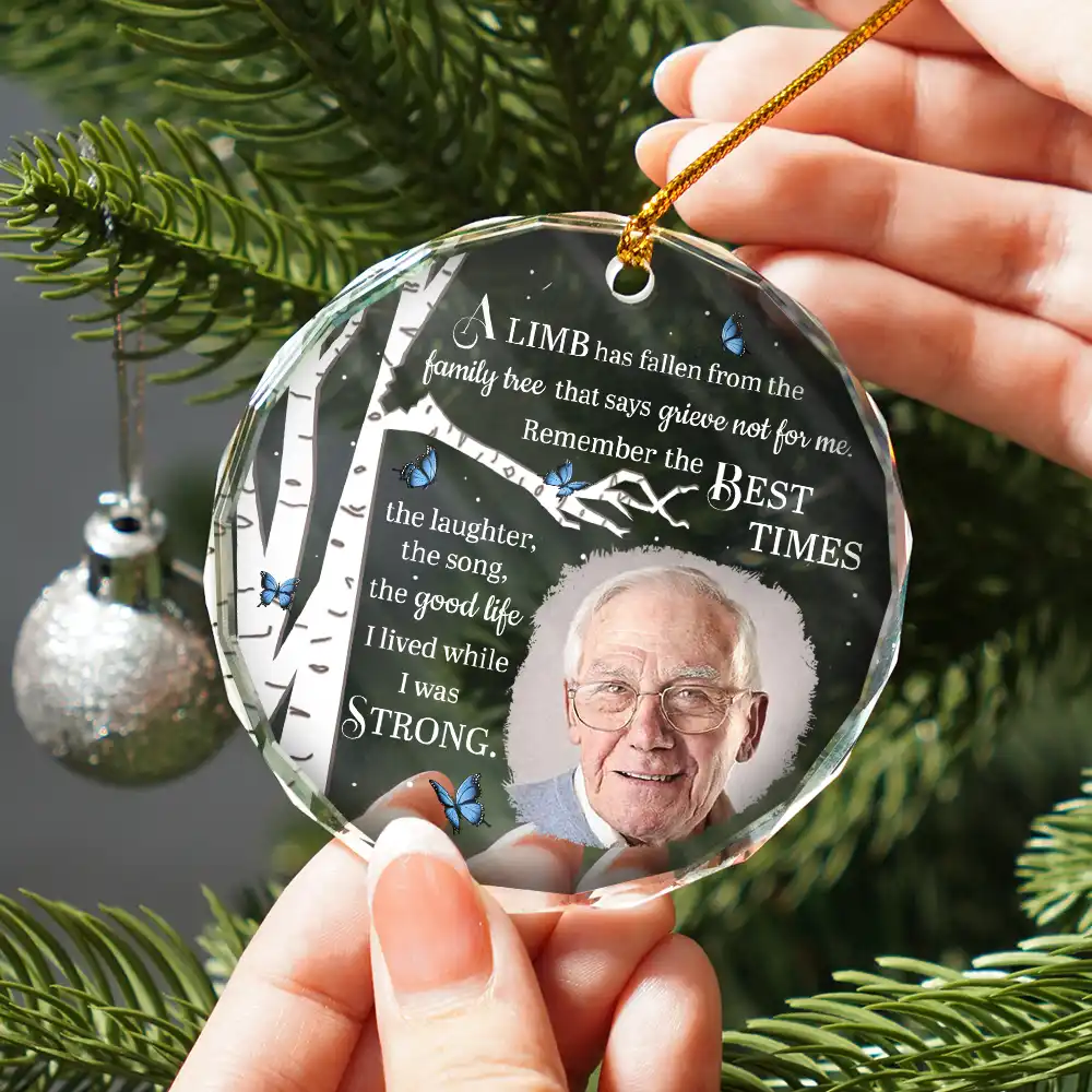 Custom Photo Memorial A Limb Has Fallen - Personalized Circle Glass Ornament - Image 2