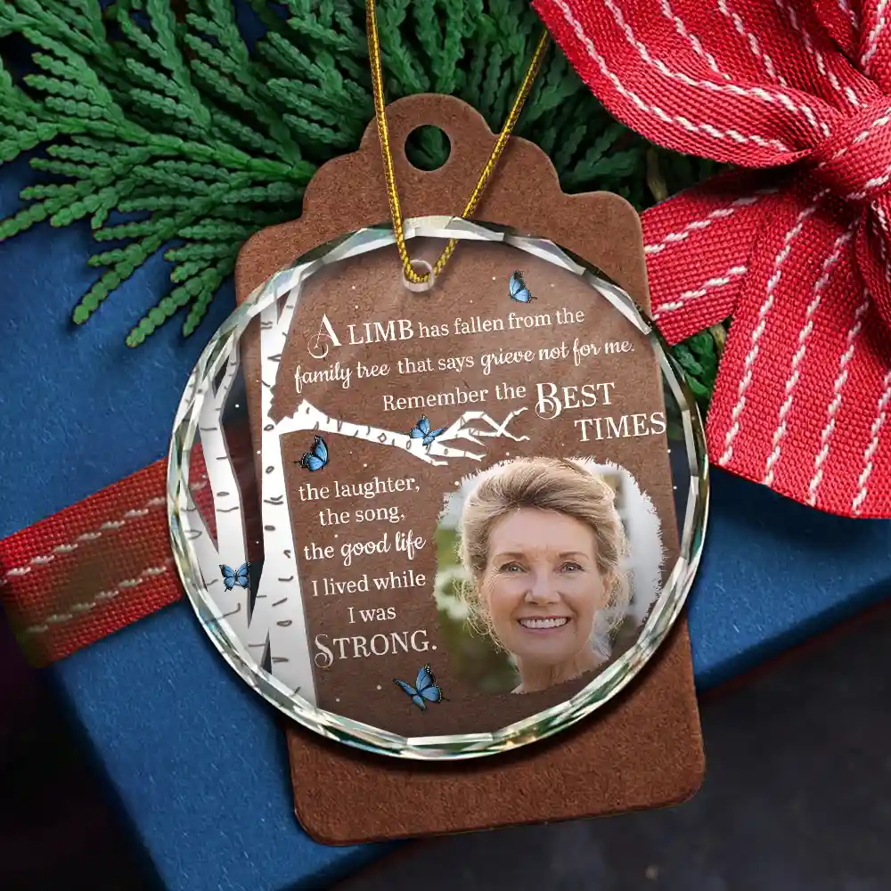 Custom Photo Memorial A Limb Has Fallen - Personalized Circle Glass Ornament - Image 5